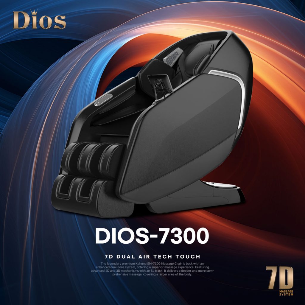 [Pre-Order 4-25-2025] [Limited Quantity] Dios Massage Chair 7D Dual Core Air Roller SL-track with 3D Calf Kneading Dios-7300 Black